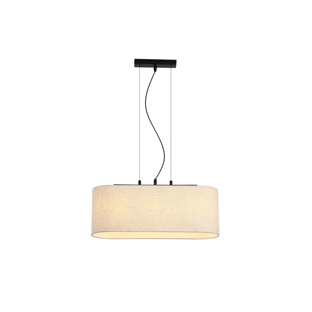 Pendelleuchte Hessian schwarz mit Leinenschirm Searchlight 5053423297316