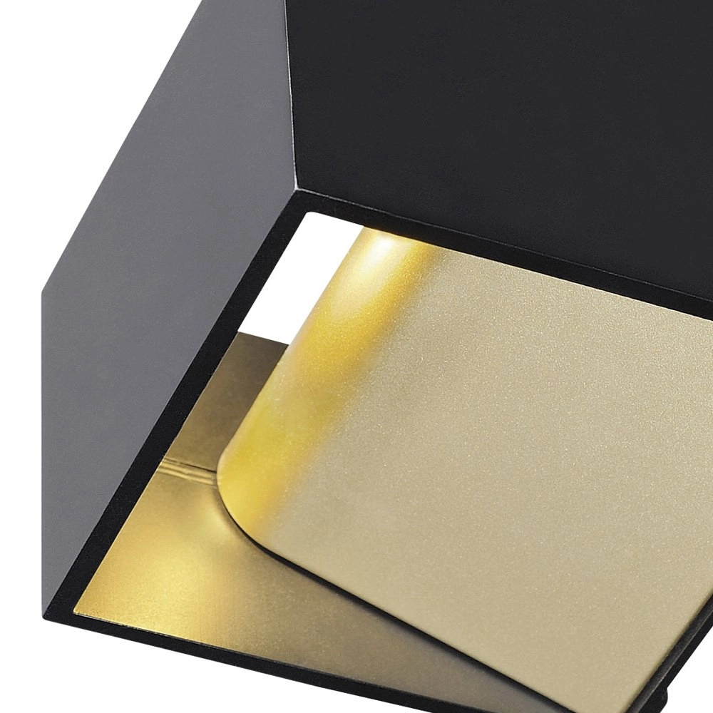 LED-Lampe Logs Up - Down quadratisches Schwarz mit Gold SLV 4024163189309
