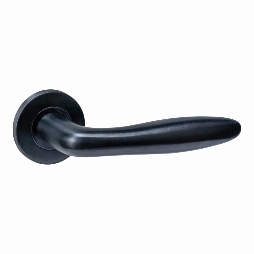 Türklinke Q 03 auf runder Rosette schwarz Intersteel 8714186695203