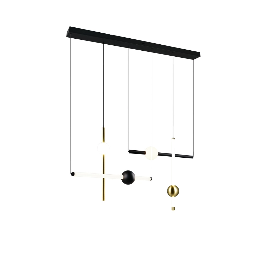 Moderne Pendelleuchte Melita schwarz mit gold Trio 4017807661910