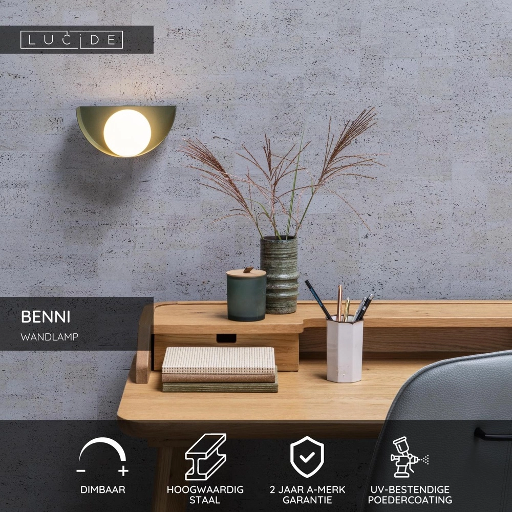 Design-Wandlampe Benni Grün Lucide 5411212451842