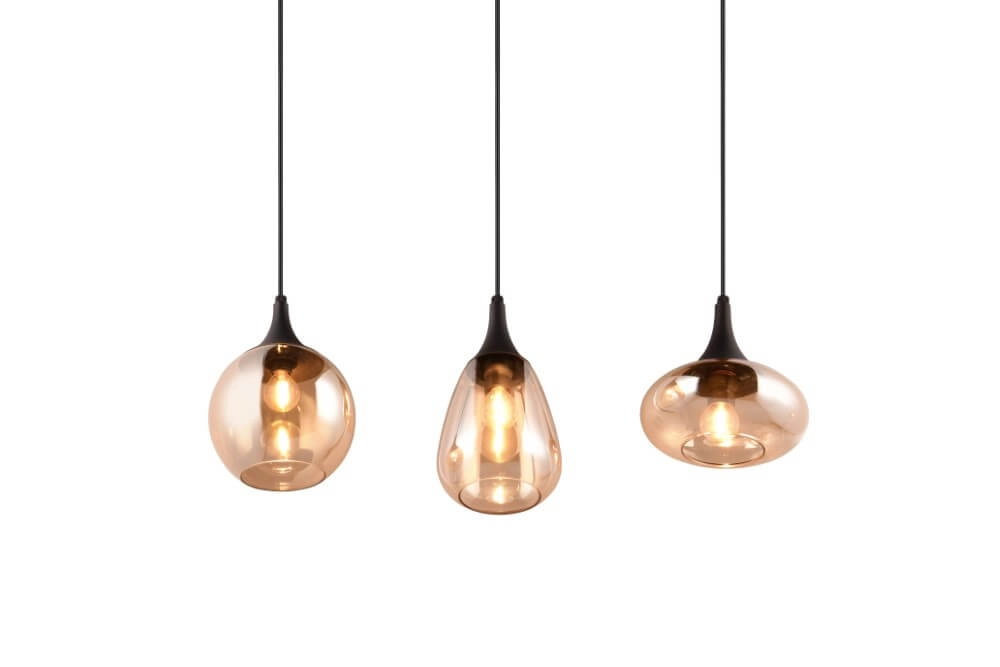 Hängelampe mit 3 Leuchten Lumina mit Braunglas Trio 4017807597080