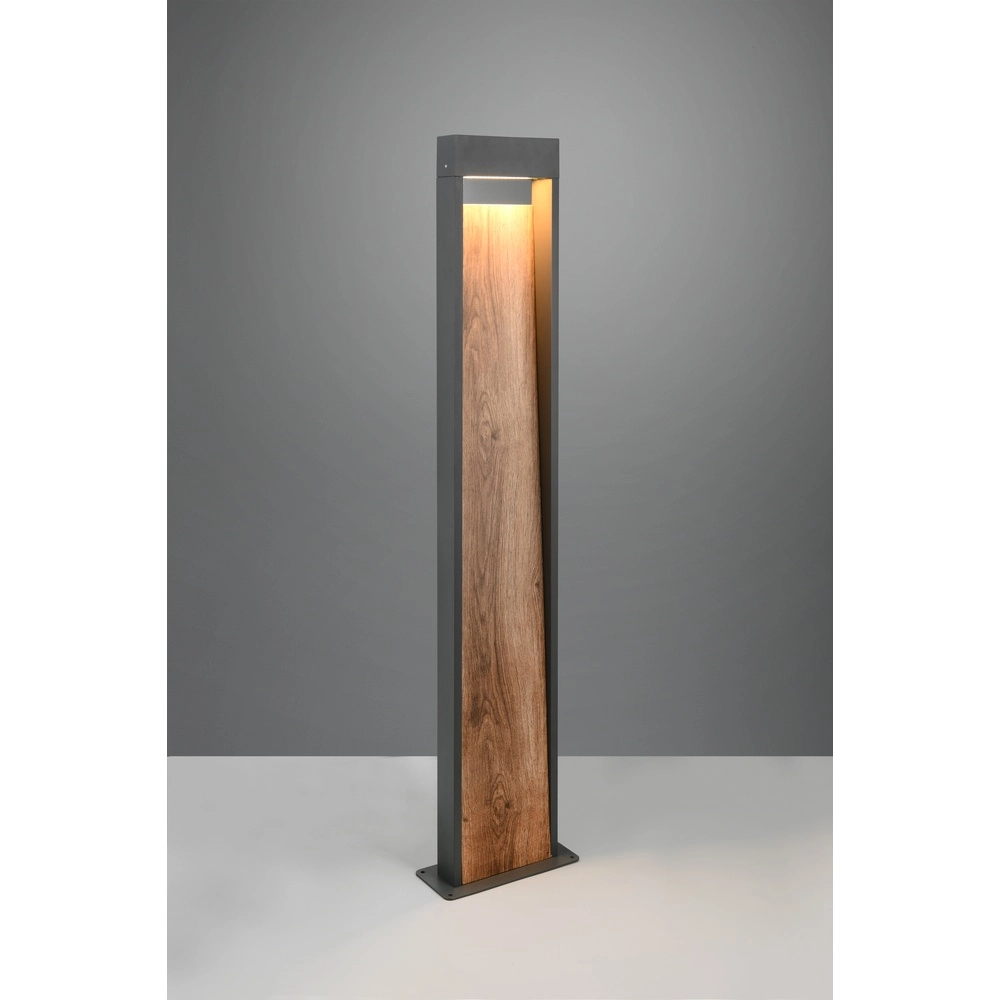 Stehlampe Salmon Grau mit Holz 100cm Trio 4017807603736