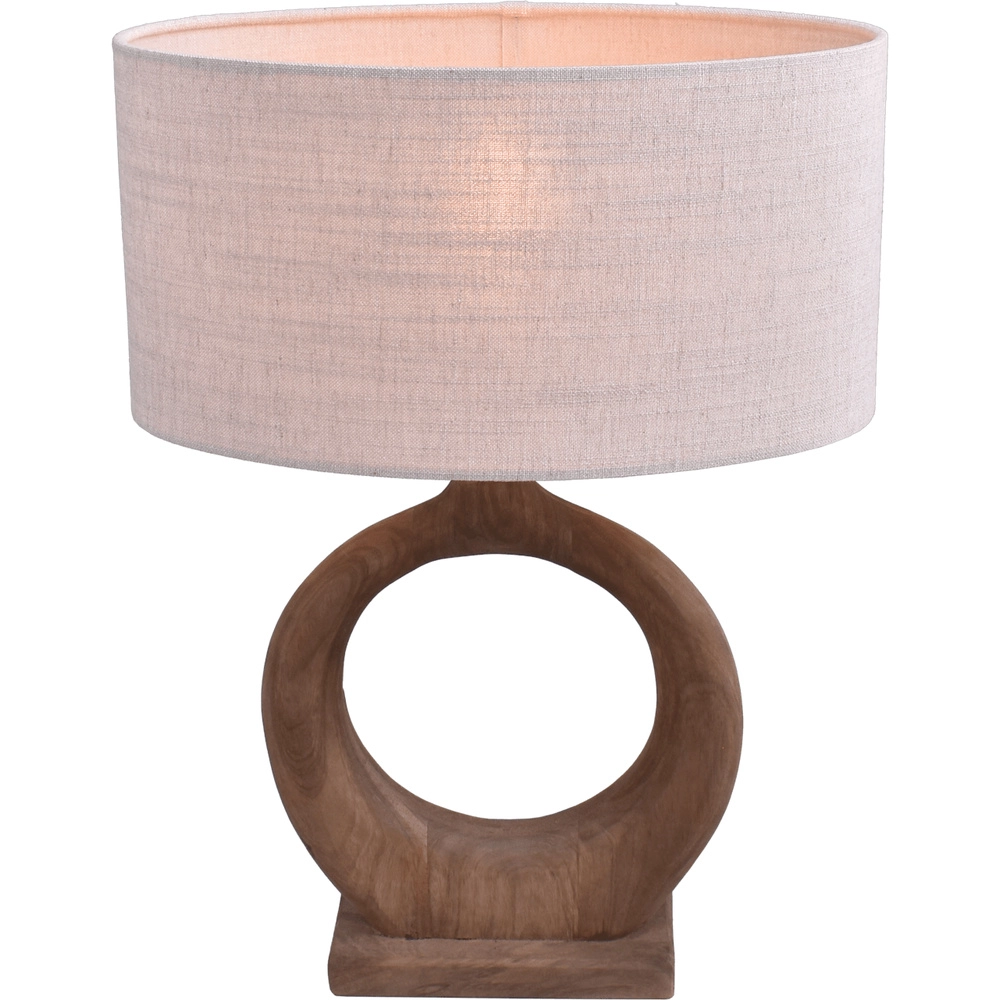 Japandi-Tischlampe Woodie Round 40 cm – Holz mit Naturholz
