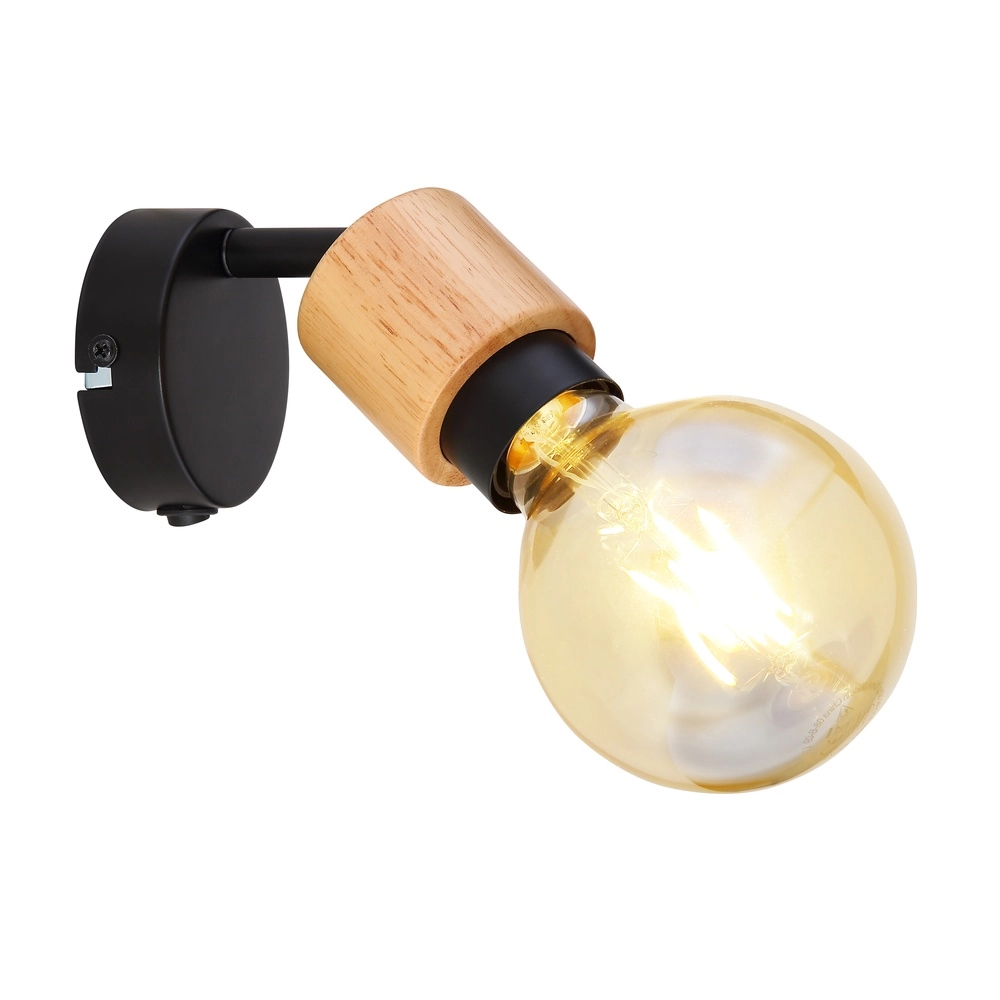 Wandlampe Jorna Schwarz mit Holz