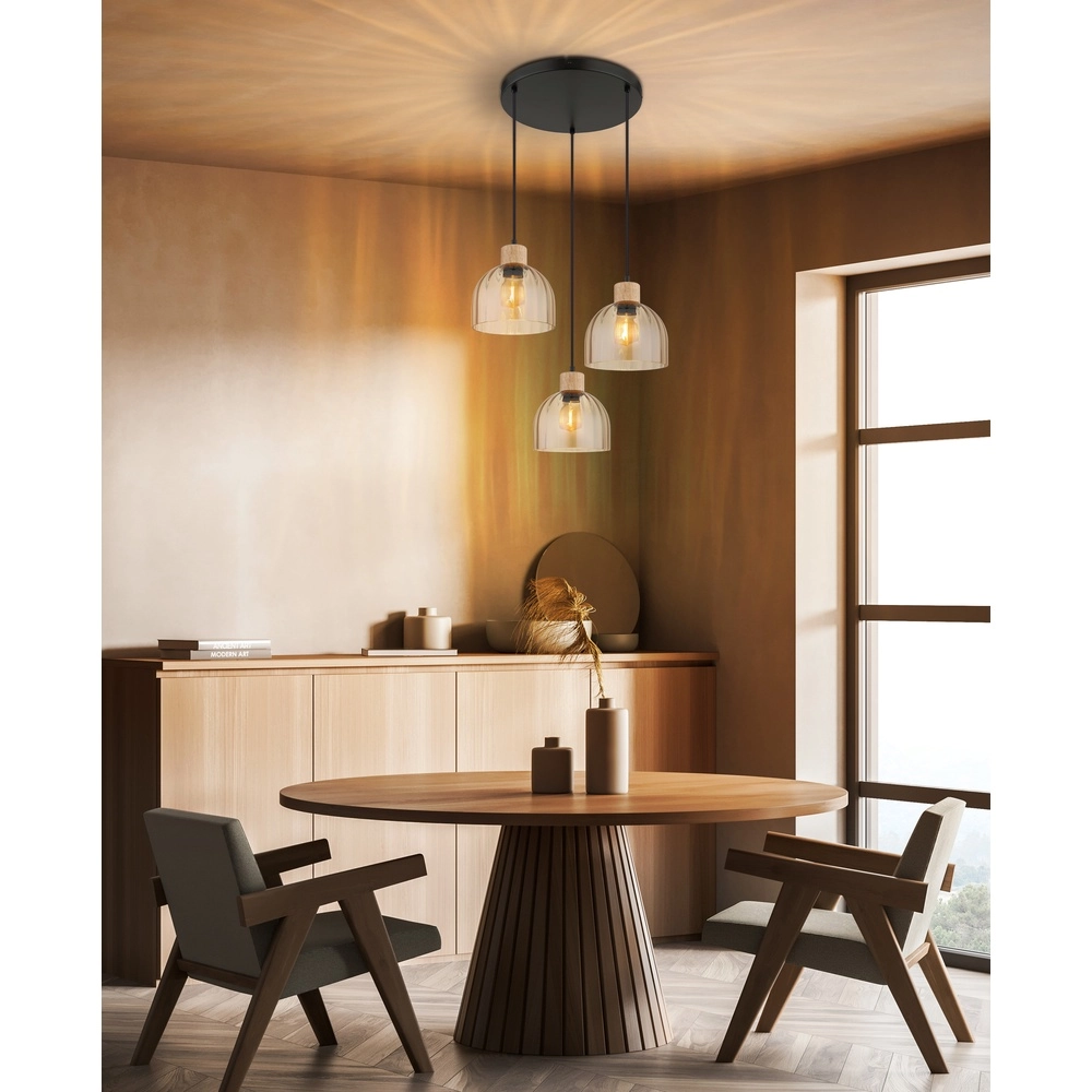 3-Licht Pendellampe Swanson Schwarz Globo 9007371580651
