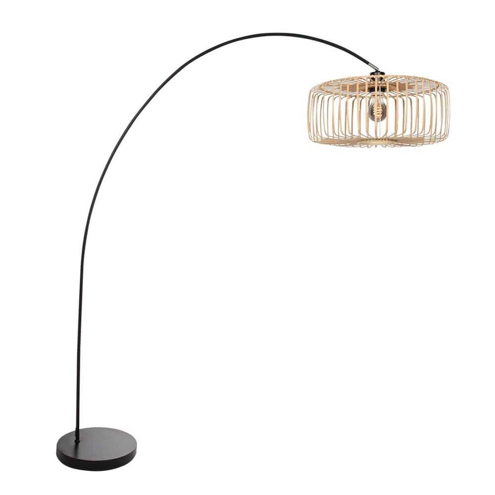 Bogenlampe Solva schwarz mit Bambus