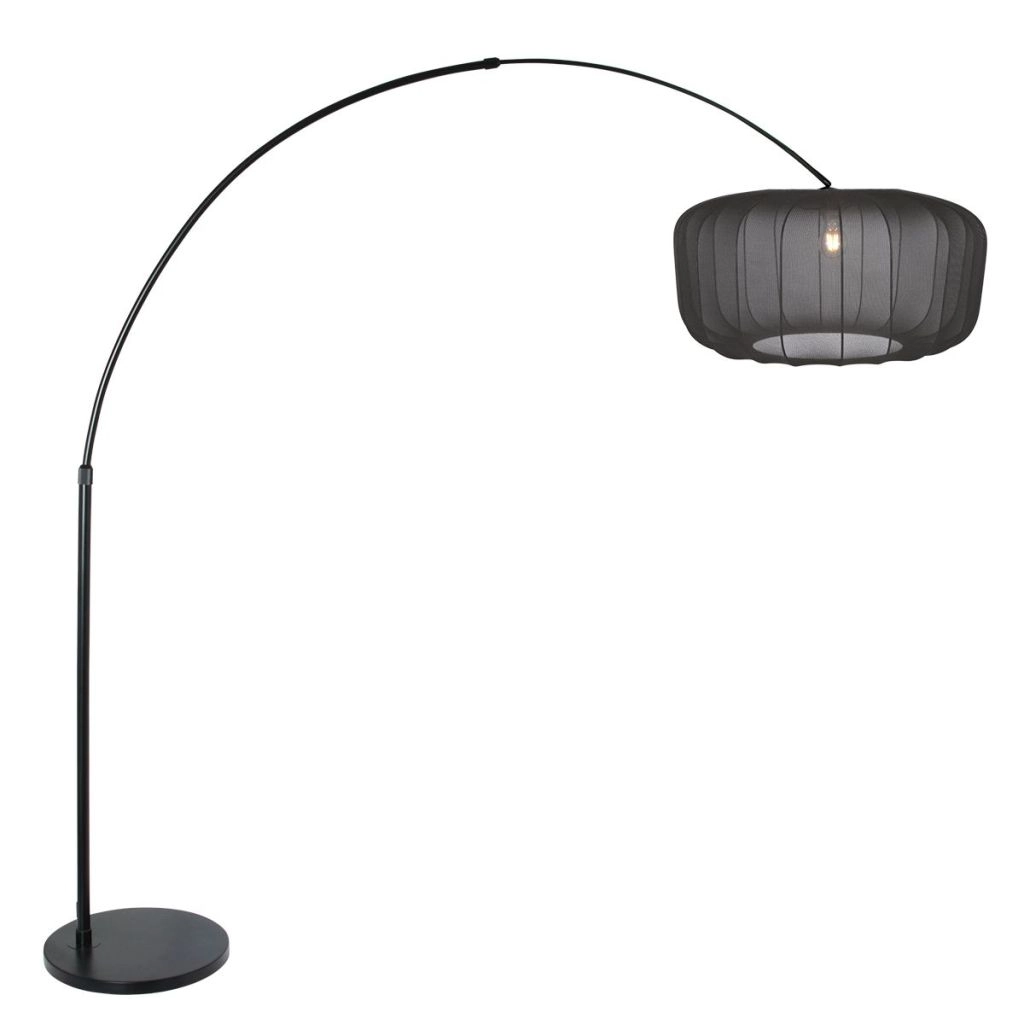 Schwarze Bogenlampe Vela Lino mit schwarzem Farbton Ø60 cm