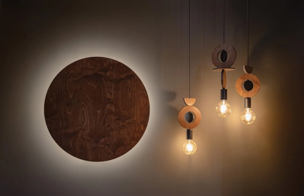 Design-Pendelleuchte Drops Wood C 1-helles Holz Lyora 5903139111751