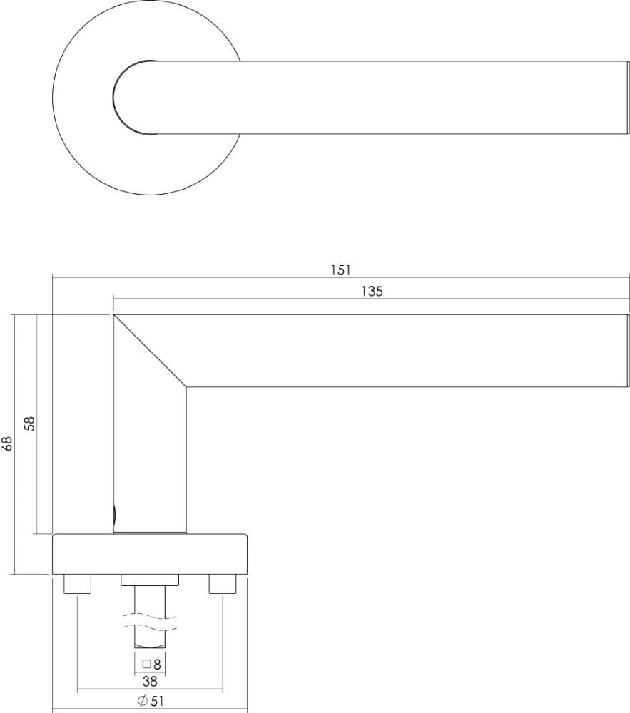 Fester Türgriff Hoek 90 Rosette Edelstahl Intersteel 8714186282939