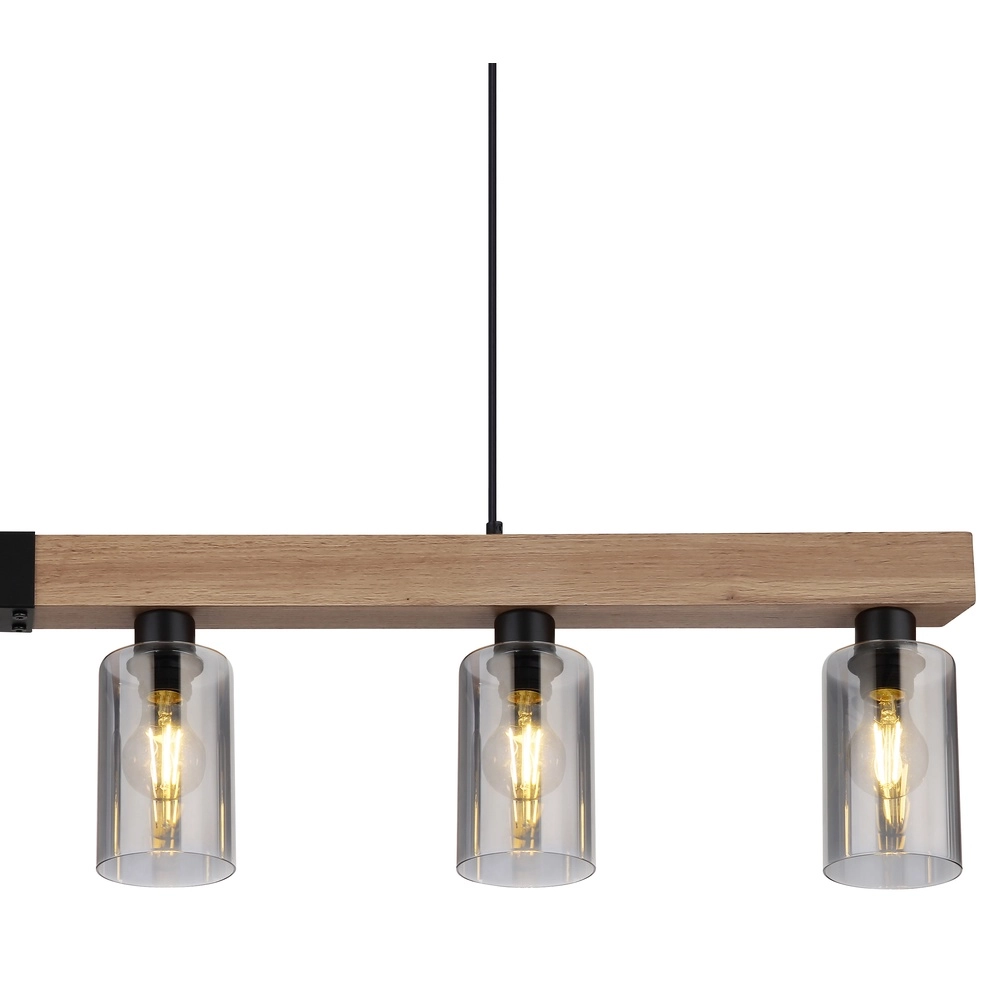 Pendellampe Hadera 6-Licht Schwarz mit Rauchglas Globo 9007371443253