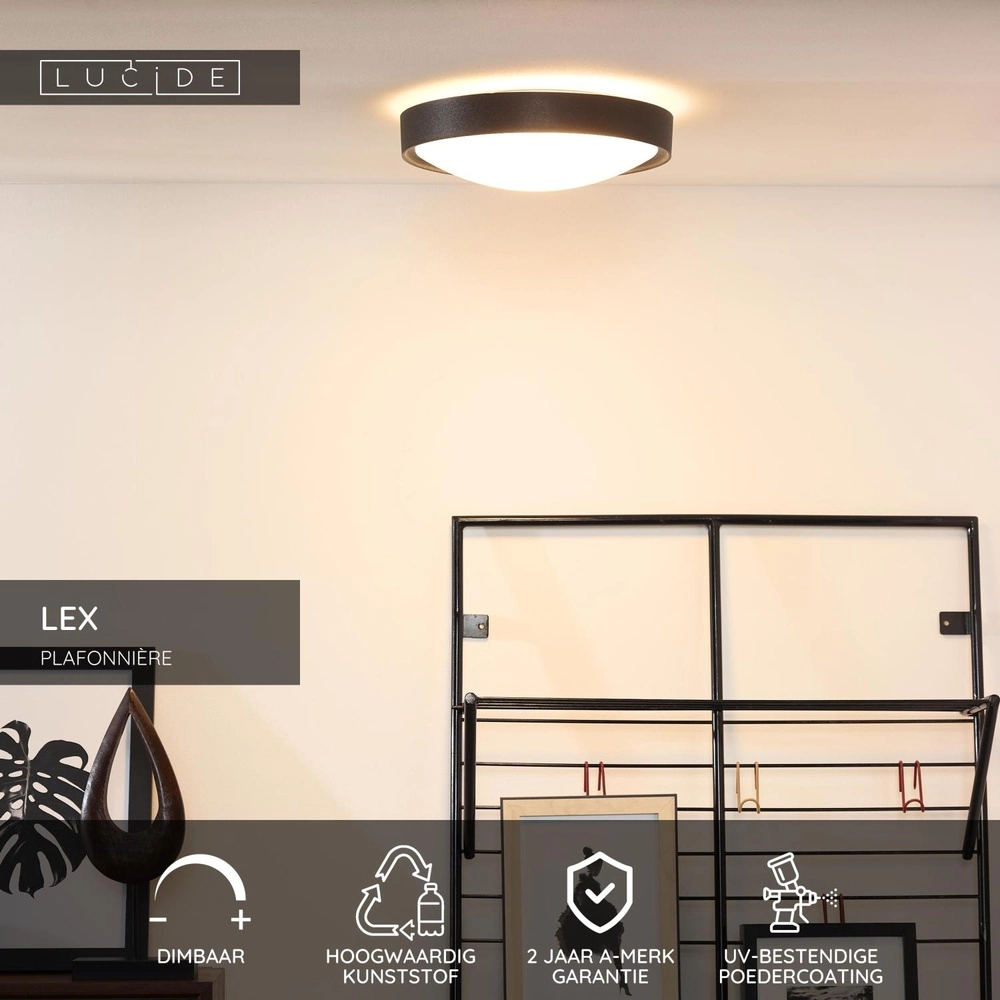Deckenlicht Lex Ø 33 cm schwarz Lucide 5411212082312
