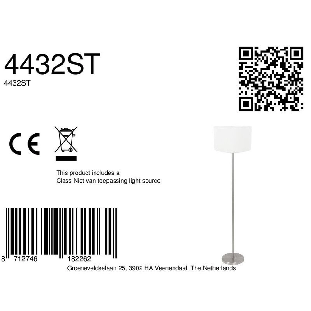 Stehlampe Noor mit weißer Kappe Steinhauer 8712746182262