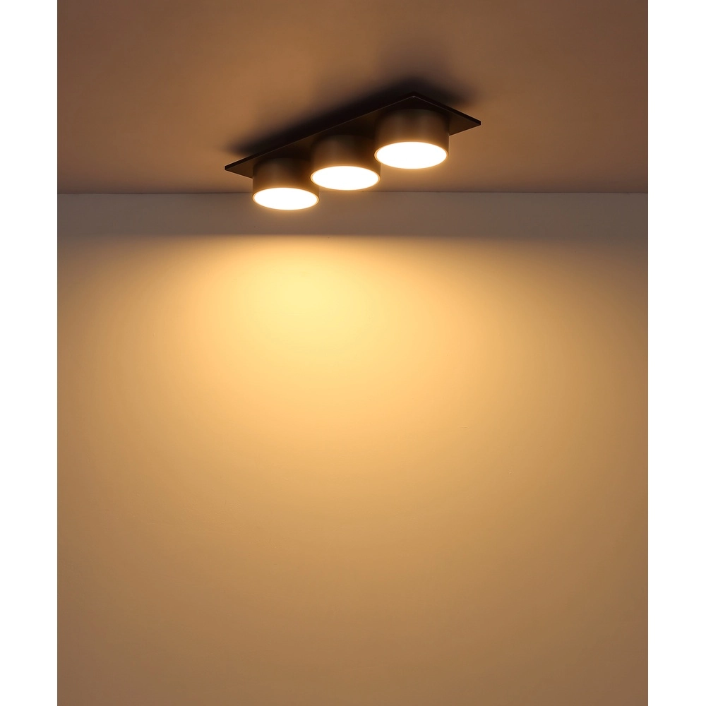 3-Licht Deckenlampe Raymond schwarz mit Champagner Globo 9007371533862
