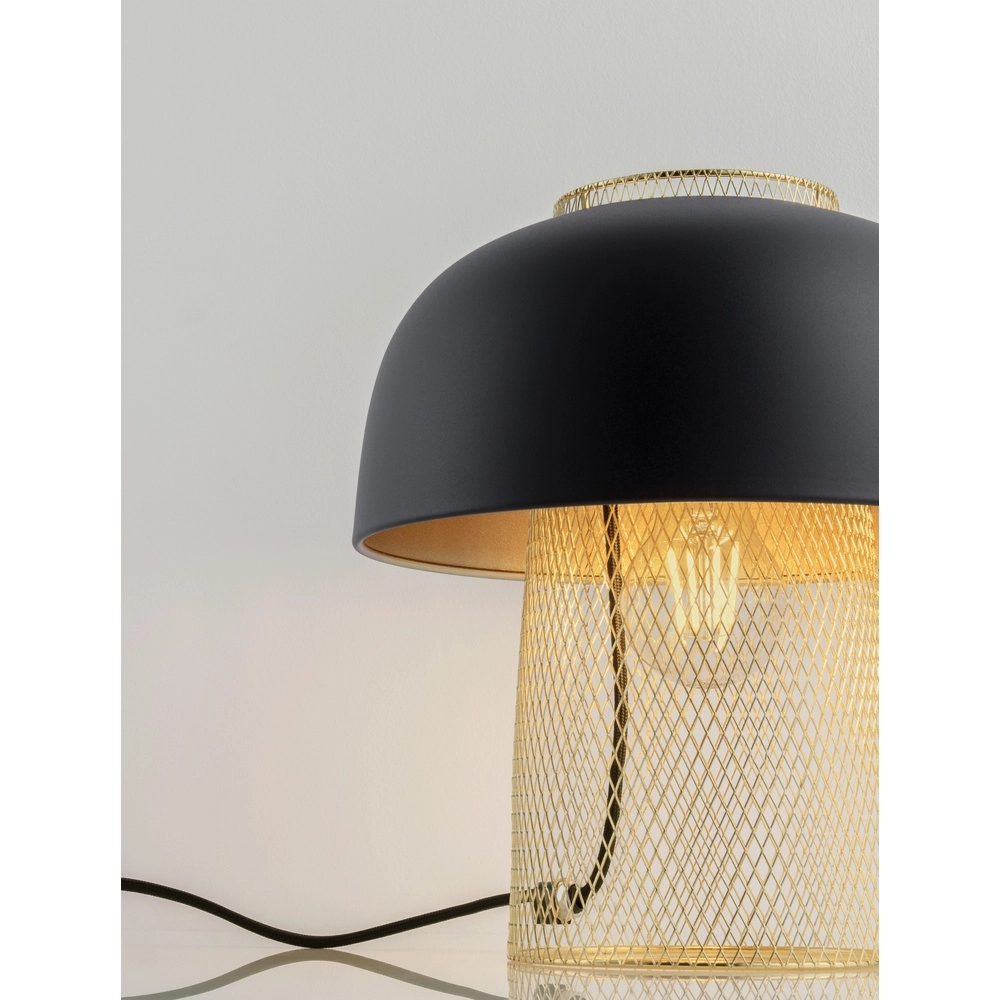 Tischlampe Sqube schwarz mit gold Lyora 5212017454782
