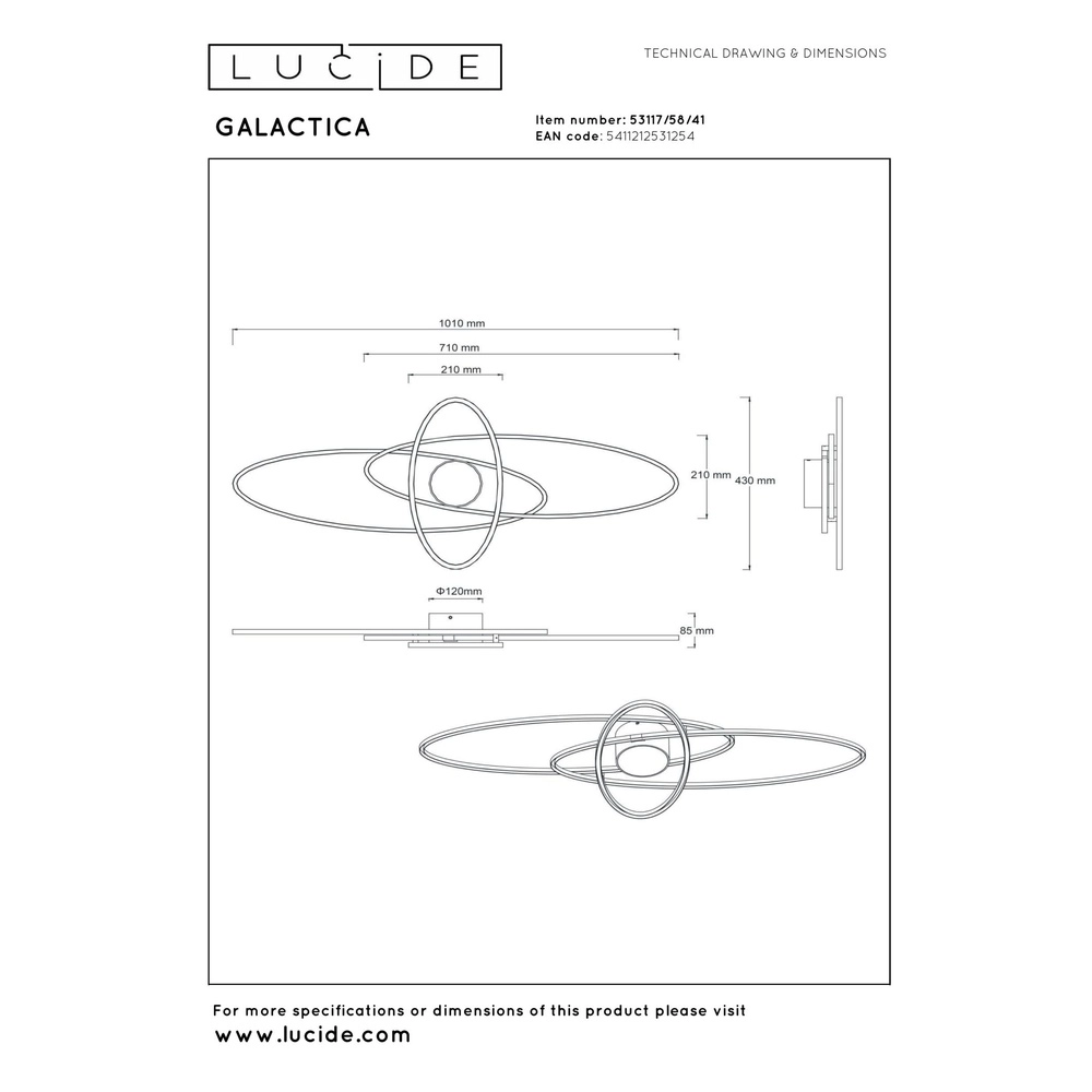 Moderne Deckenbeleuchtung Galactica Sandbraun Lucide 5411212531254