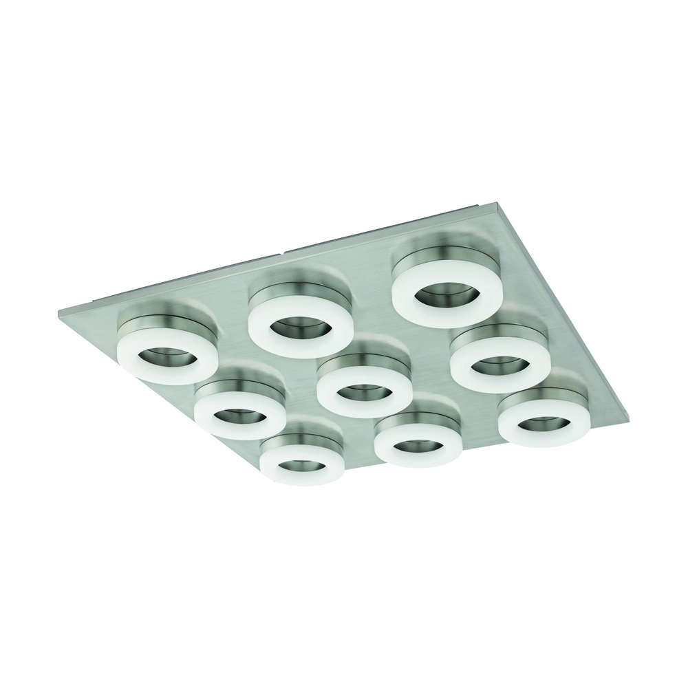 Quadratische Deckenlampe Palena Nickel 9-Lampen