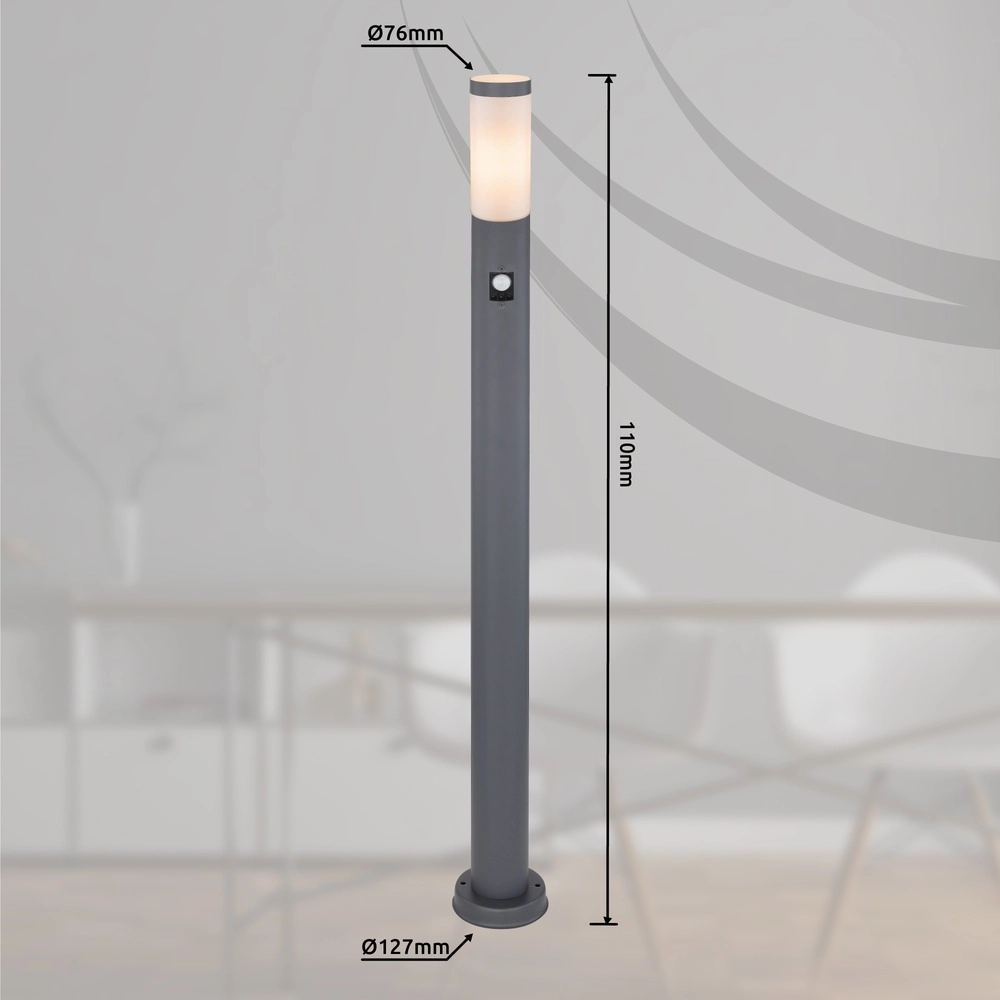 Gartenlampe 110 cm Boston Anthrazit mit Weiß und Sensor Globo 9007371414666