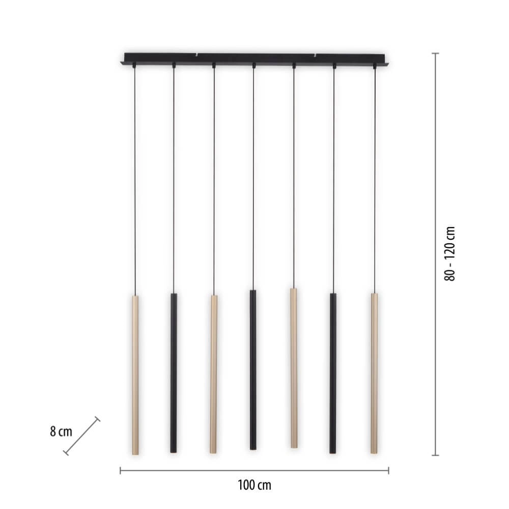 Einzigartige Hängelampe Flute 7-Licht Paul Neuhaus 4012248374771