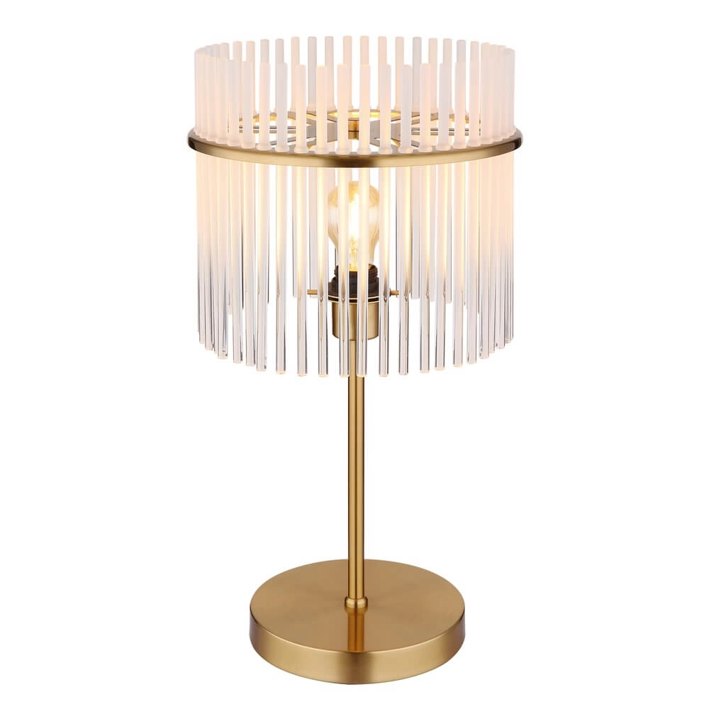 Goldene Tischleuchte Gorley mit Glas Ø 30cm