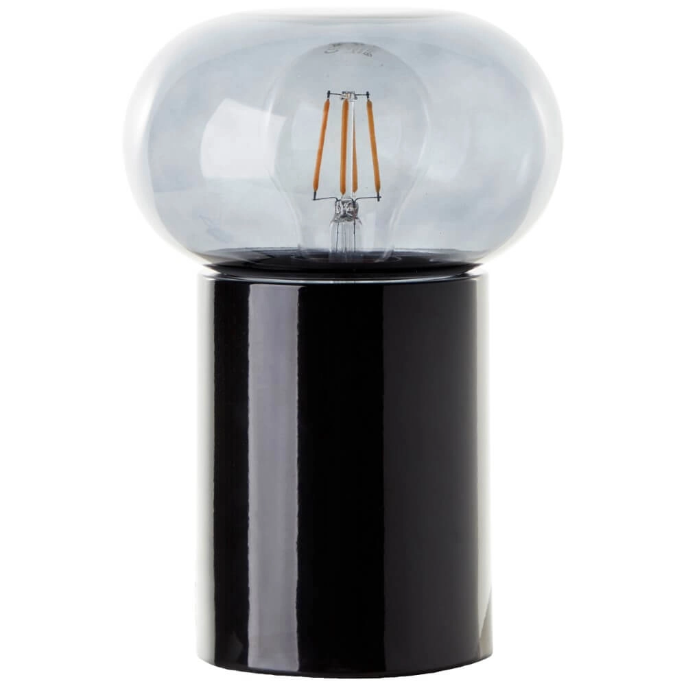 Schwarze Tischlampe Knut mit Rauchglas Brilliant 4004353430169
