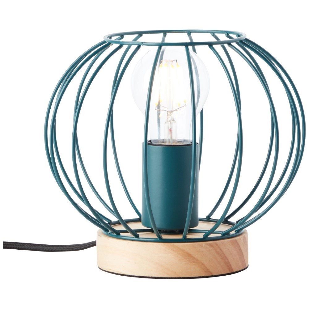 Tischlampe Sorana Türkis mit Holz