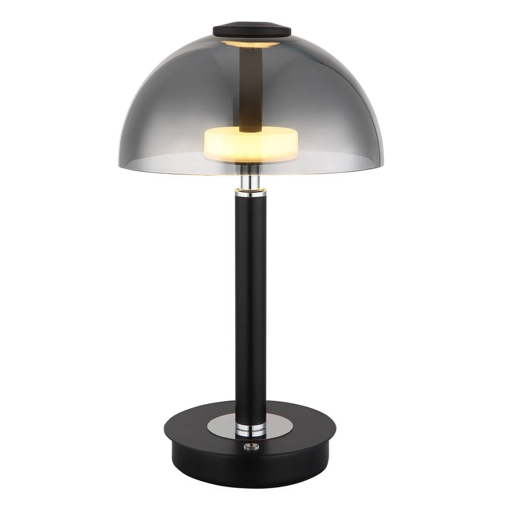 Tischlampe Uldin schwarz mit Rauchglas Globo 9007371468720