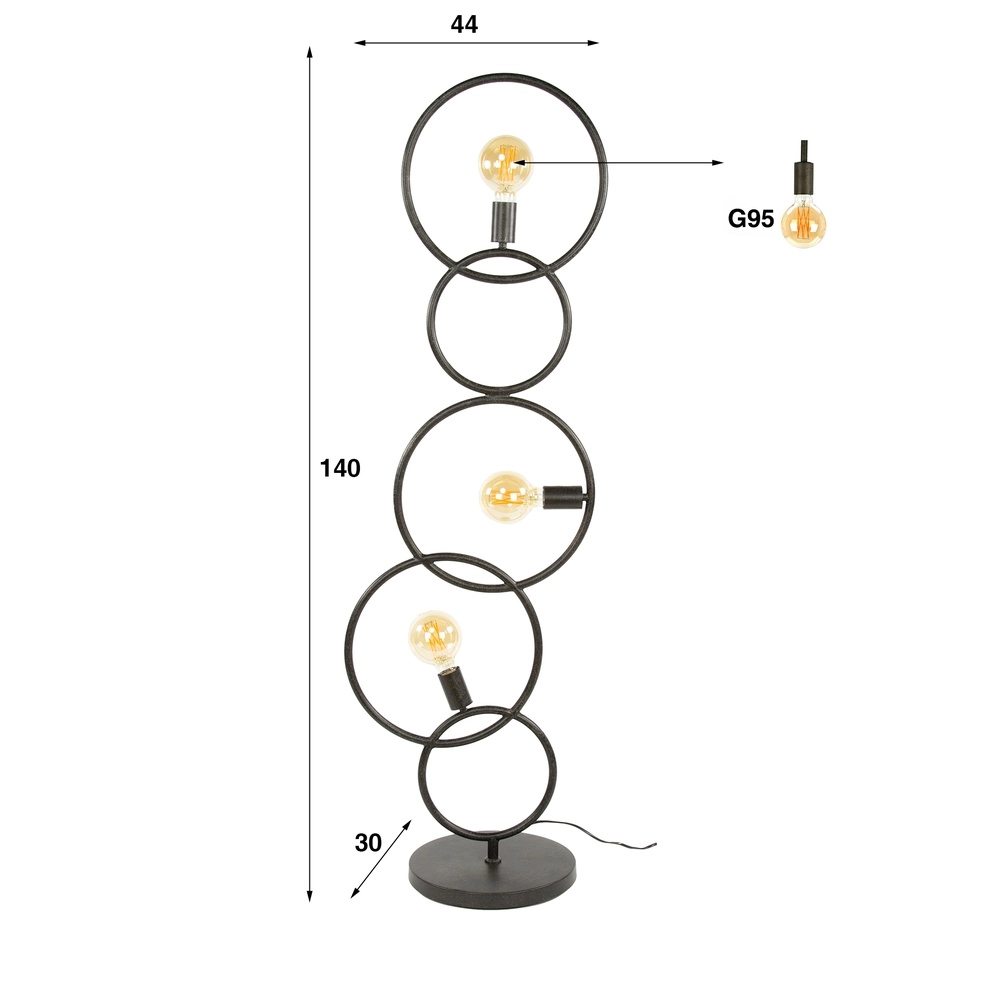 Design-Stehlampe Loop schwarz – 3x E27 Lyora 8716803511040