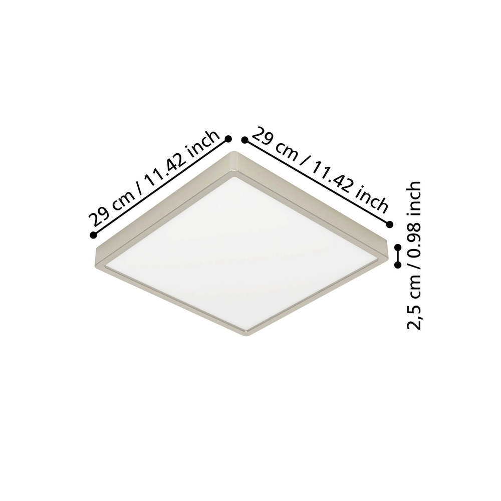 LED-Deckenlicht Fueva 6 Quadrat – Edelstahl – 29x29 cm Eglo 9008606330287