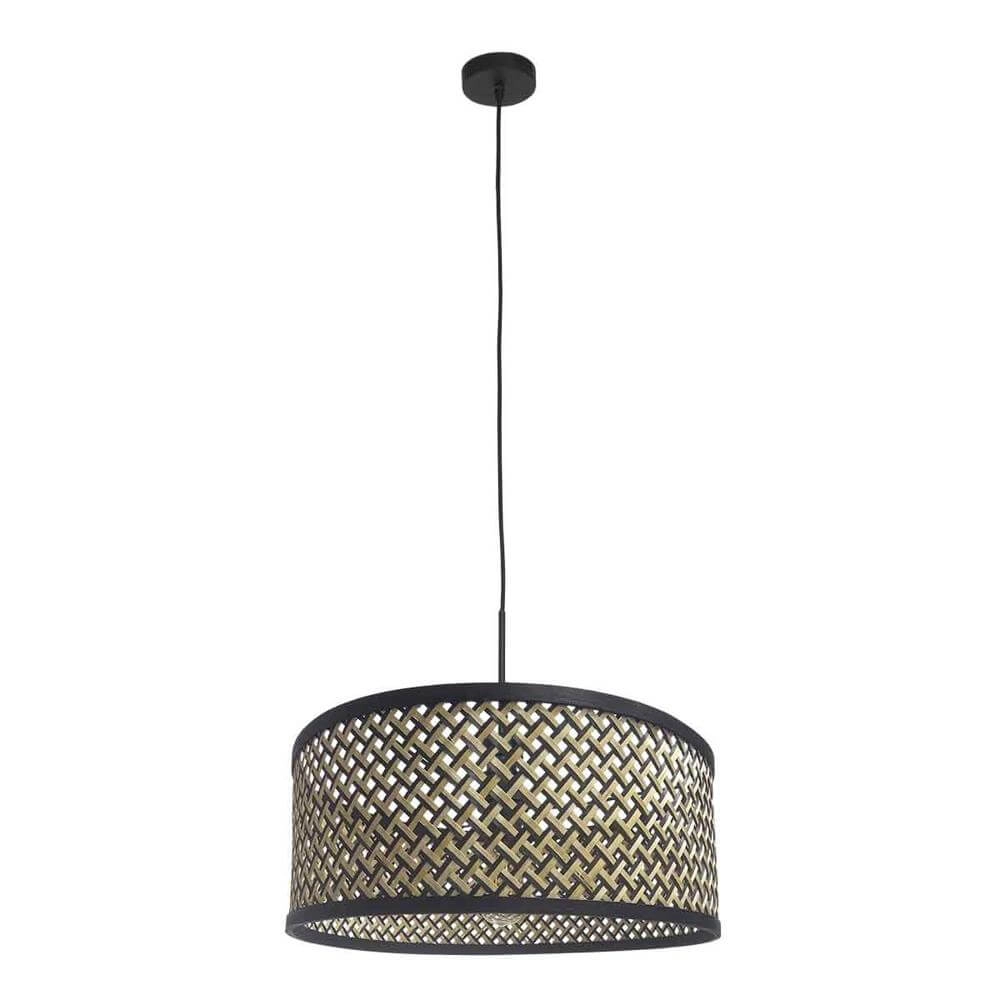 Pendelleuchte Sparkled Light schwarz mit Bambusschirm Ø 50cm Steinhauer 8712746172522