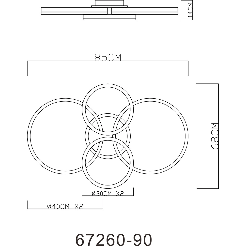 Deckenlampe Rubio Graue 4 Ringe Globo 9007371419913