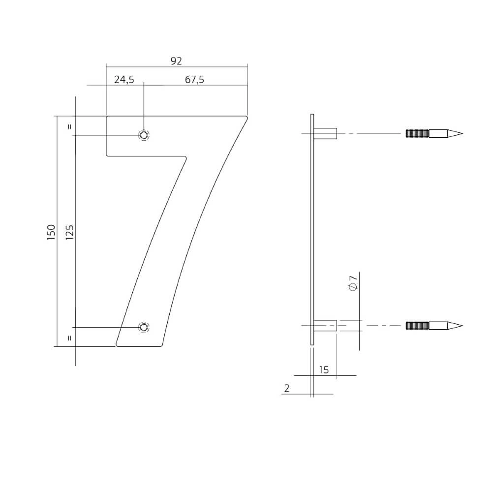 Hausnummer 7 Numbra 150x2mm Edelstahl Intersteel 8714186126769
