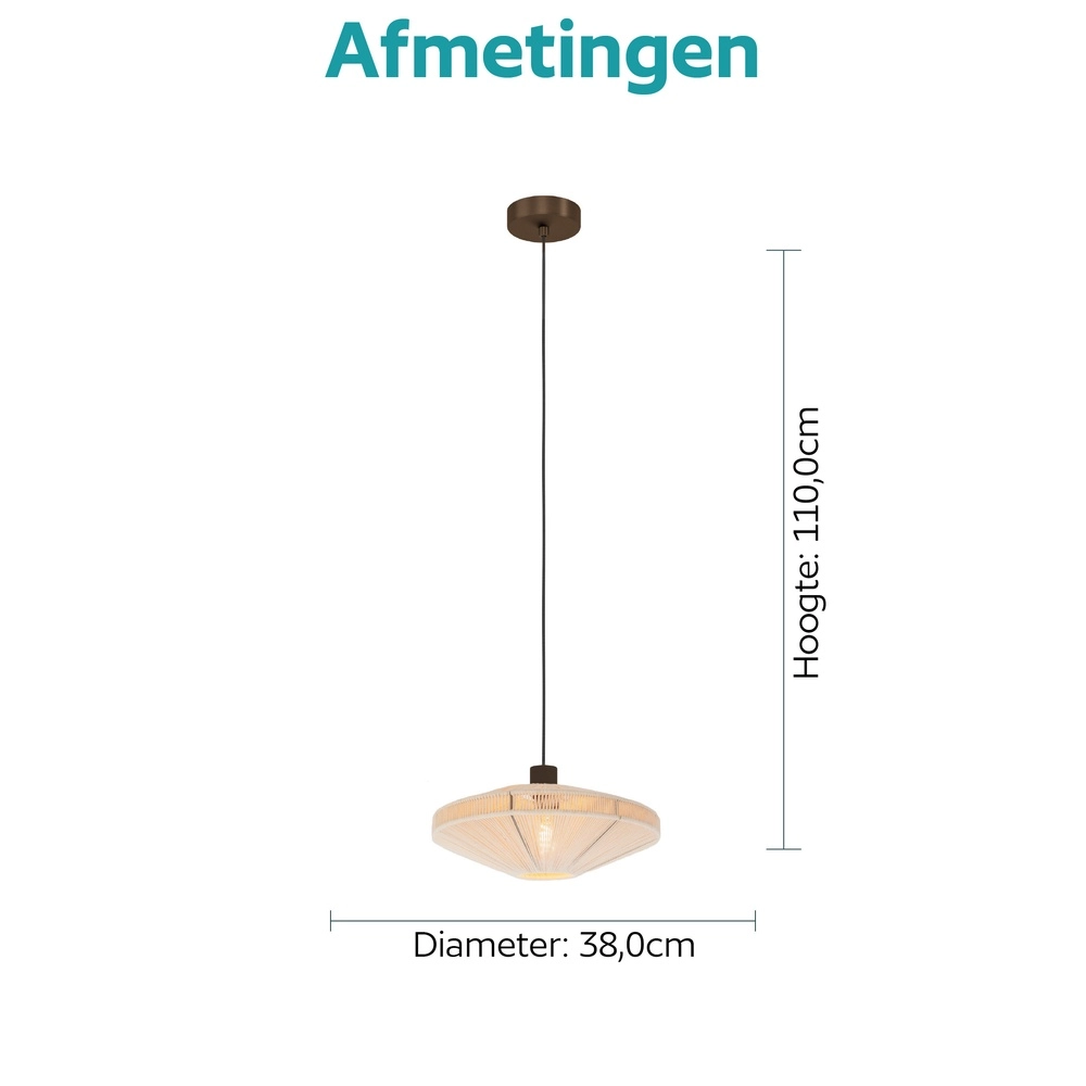 Japandi-Pendellampe Orimini Ø 38cm – Bronze mit Creme Eglo 9008606347827