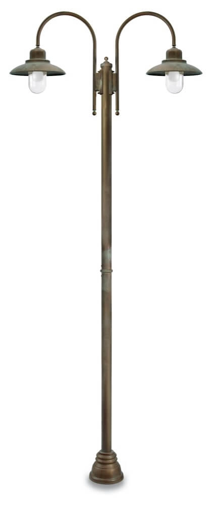Stehlampe Patio L – gealtertes Messing, 2-flammig