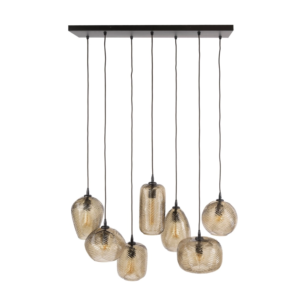 7-Licht Pendellampe Chevron Rauchbraunes Glas Lyora 8716803515000