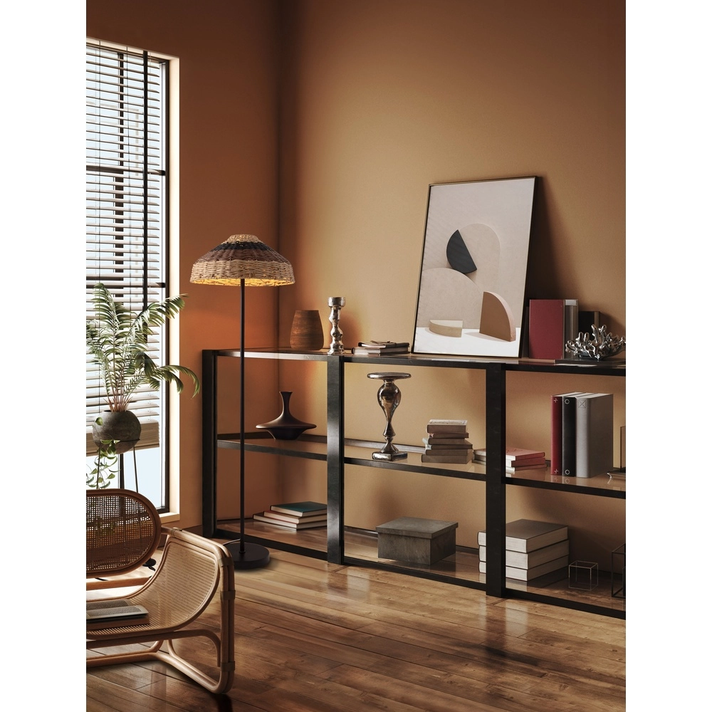 Stehlampe Caro Schwarz und Rattan Lyora 5212017453013