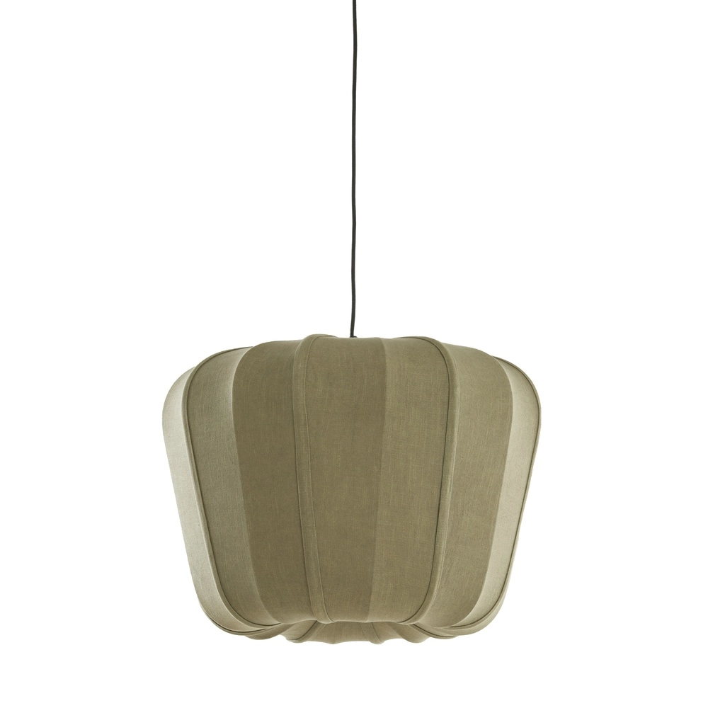 Japandi-Pendellampe Zubedo Ø 60 cm – olivgrün