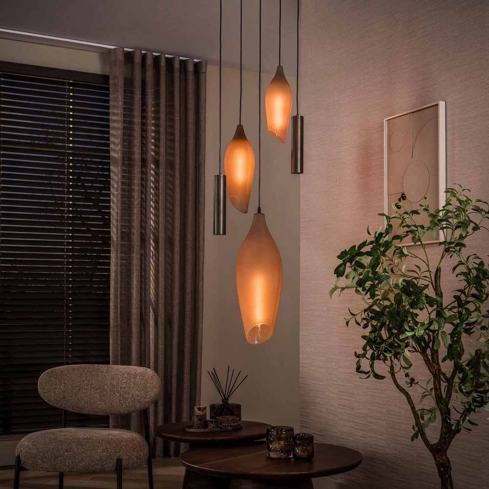 Moderne Pendellampe Cocoon Sienabraun mit mattiertem Glas Lyora 8716803515109