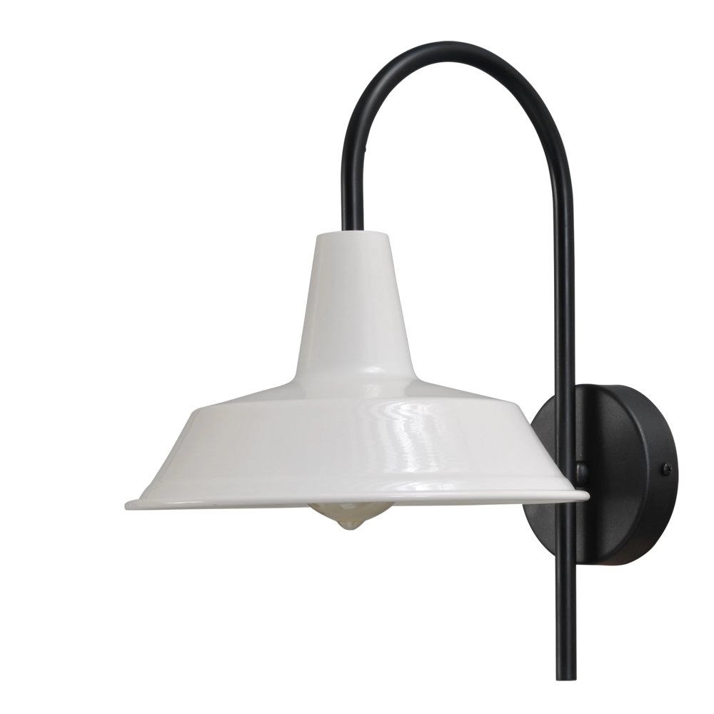 Wandlampe Industria 32 cm schwarz mit weißer Kapuze