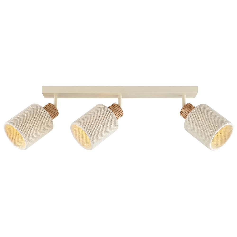 Deckenlampe Arlo Sandbraun mit Holz-3-Lampen