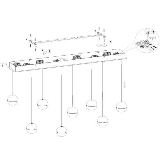 Esstisch-Pendellampe 115 cm Belluno 8-Licht-LED – Messing Steinhauer 8712746184013