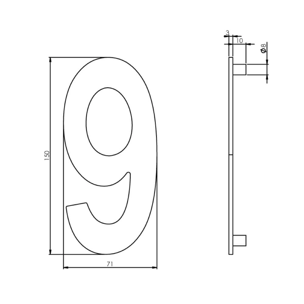 Hausnummer 9 Numbra 15cm Edelstahl Intersteel 8714186058374