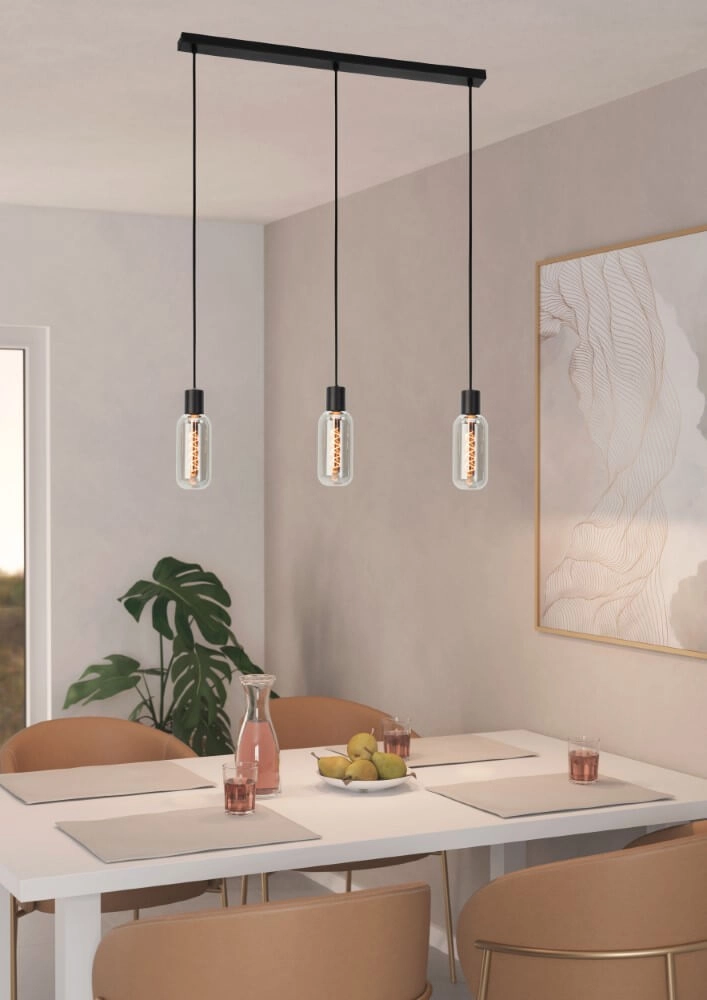 Hängelampe mit 3 Leuchten Majone Schwarz Eglo 9008606295296