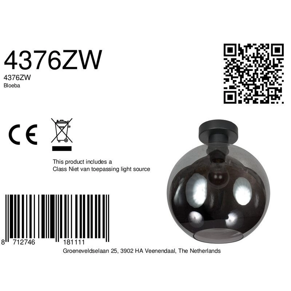 Deckenlampe Bloeba konvexes Rauchglas Ø 30cm Steinhauer 8712746181111