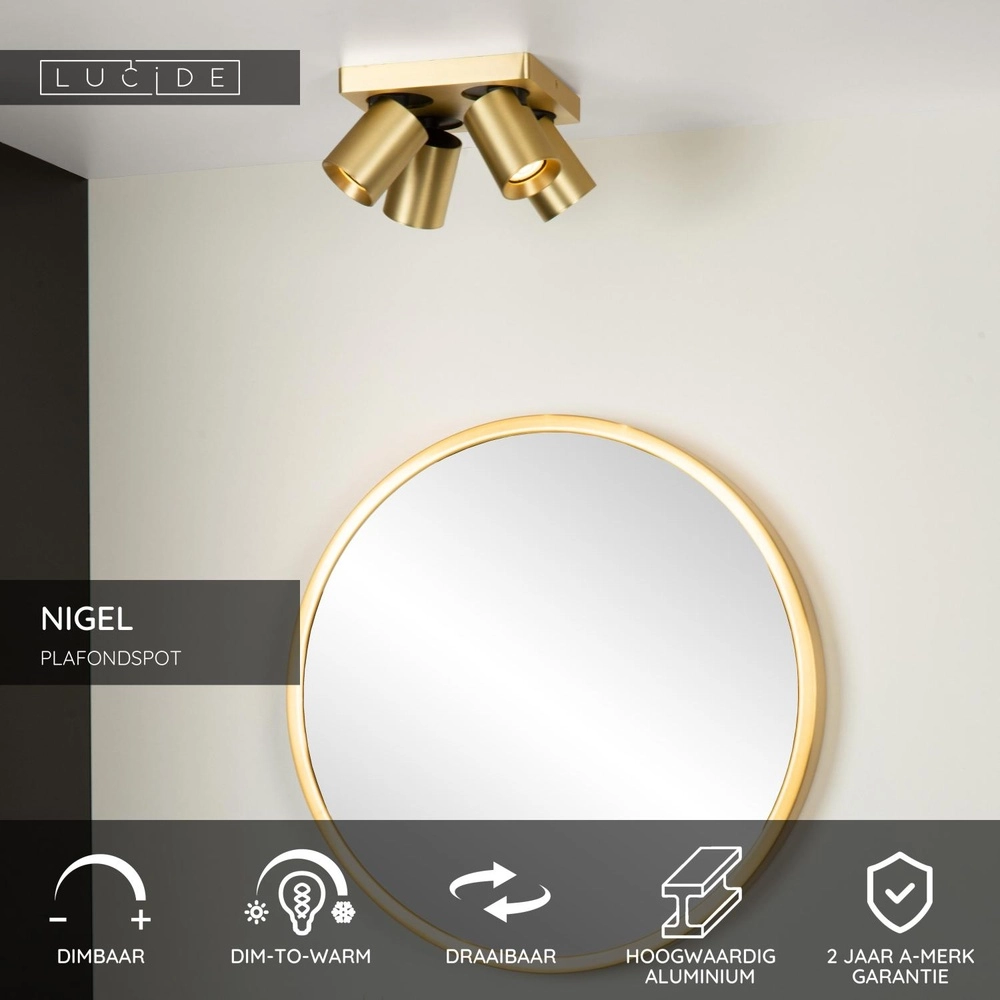 Deckenscheinwerfer Nigel 4-Licht Gold Lucide 5411212093011