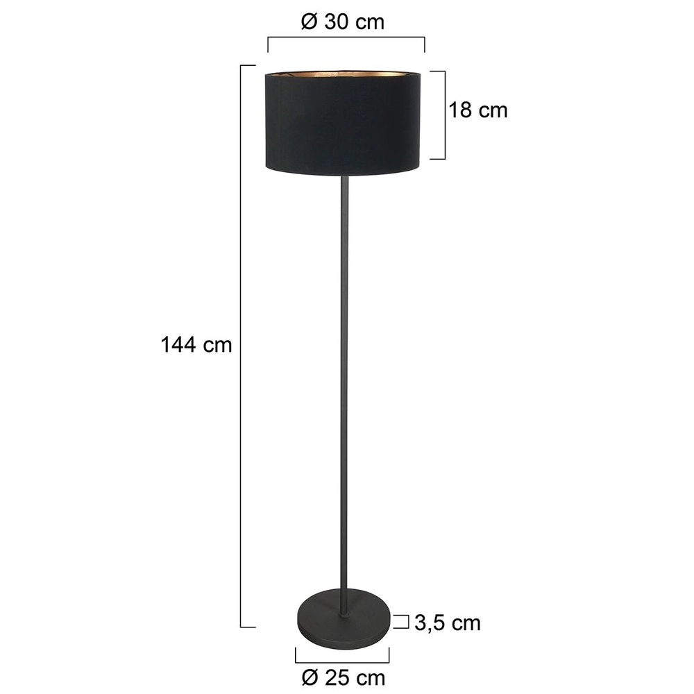 Schwarze Stehleuchte Noor mit schwarzer Kapuze Steinhauer 8712746182309