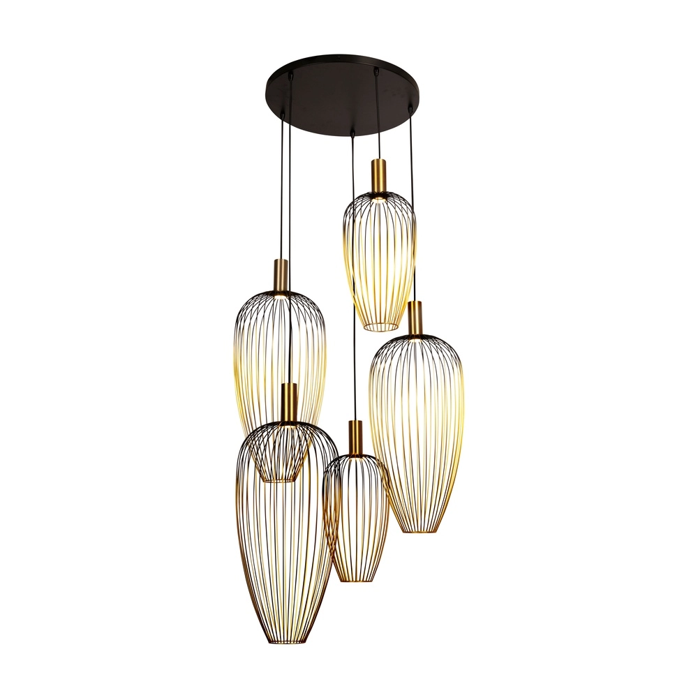 5-Licht-Drahtlampe Aurelie Gold