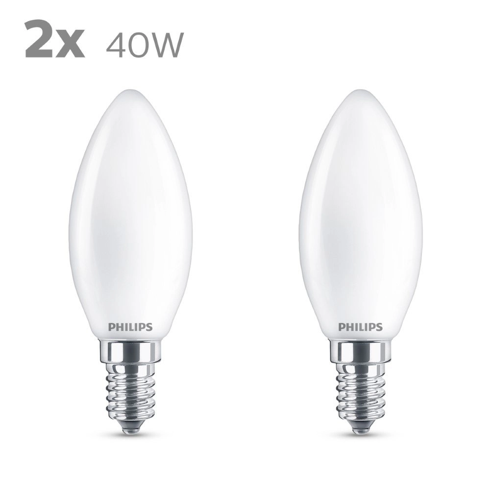 Lichtquelle Kerze 4,3W - E14 - 2700K - 470 lumen 2er-Set Philips 8718699777692