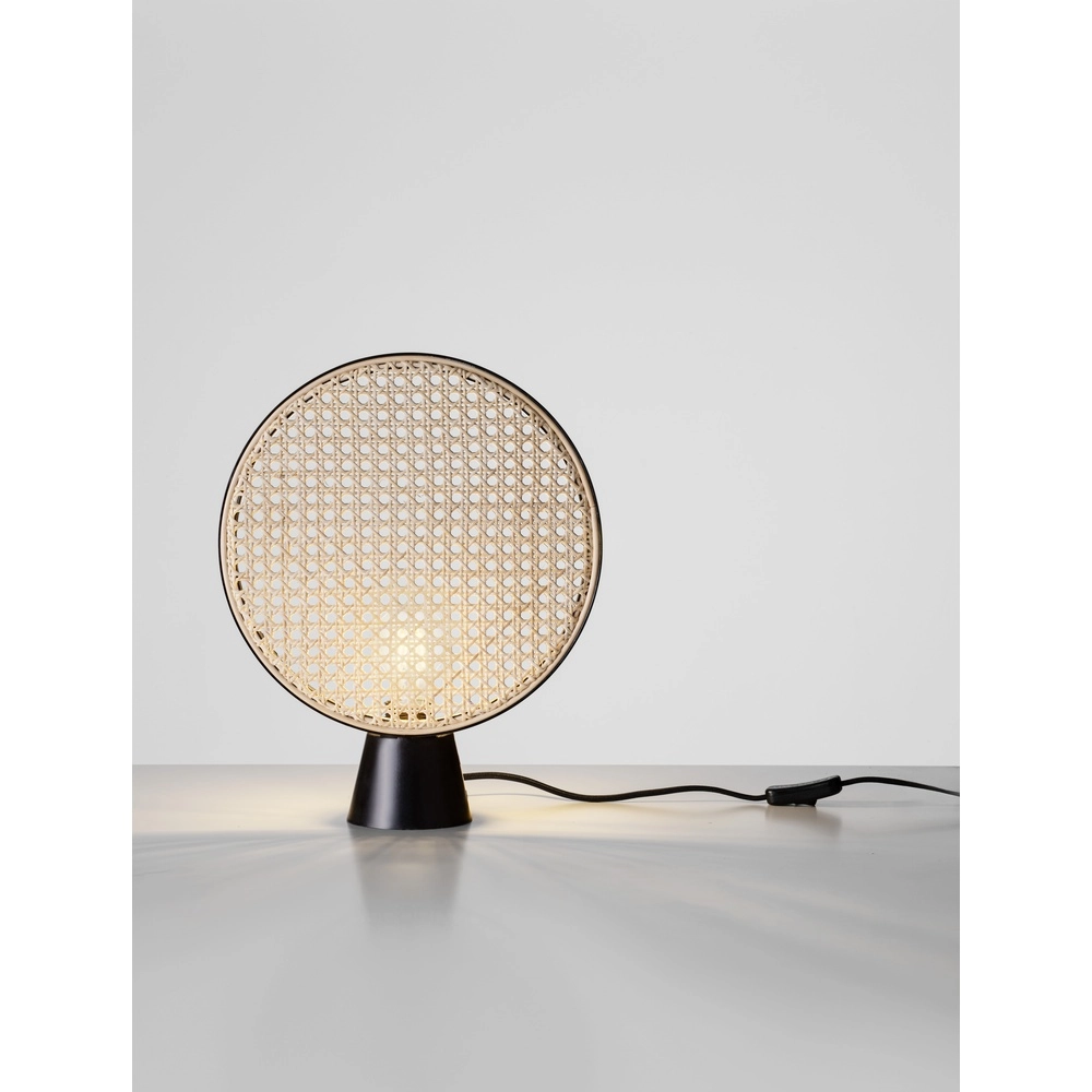 Tischlampe Tiera Rattan mit Schwarz