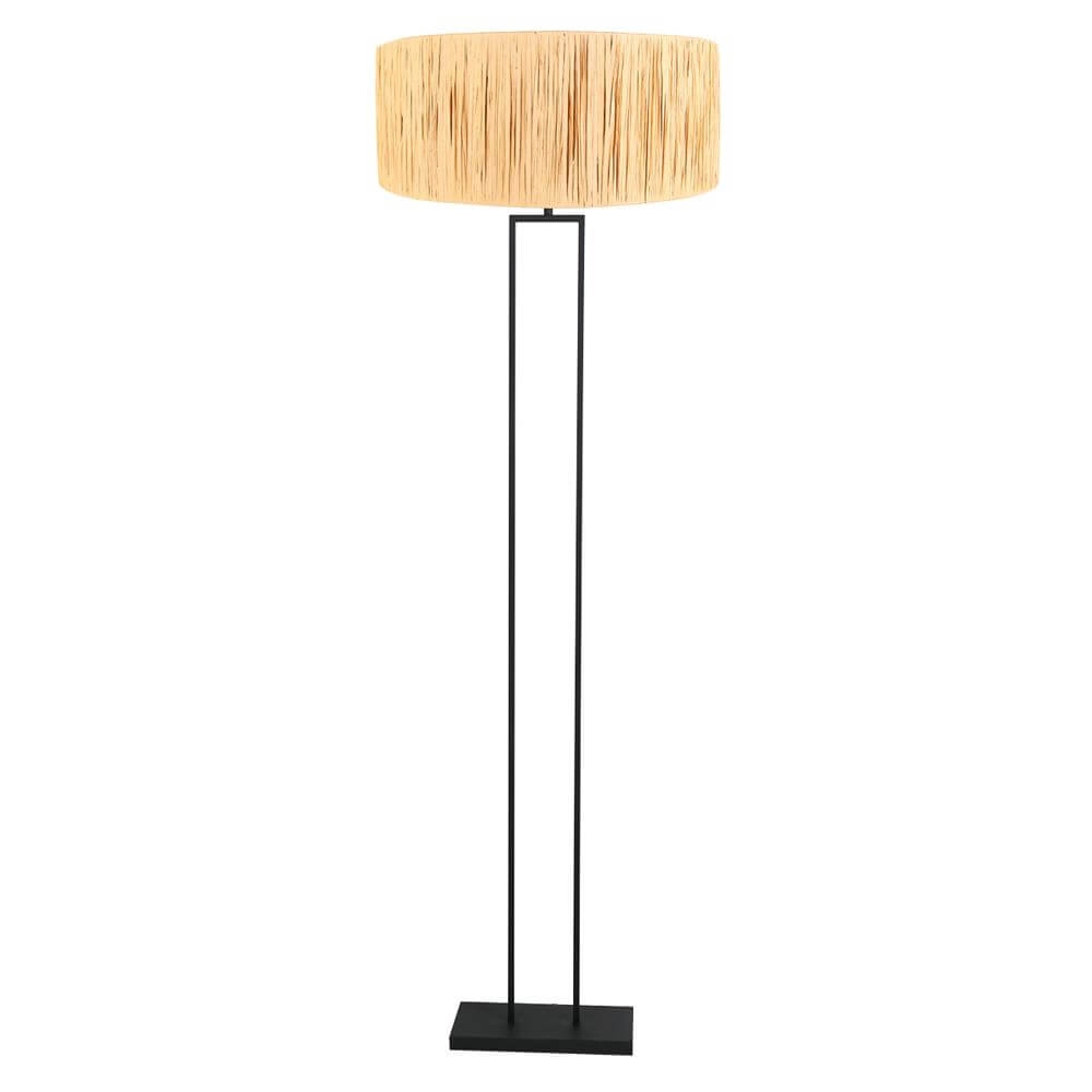 Stehleuchte 160cm Stang schwarz mit Strohschirm